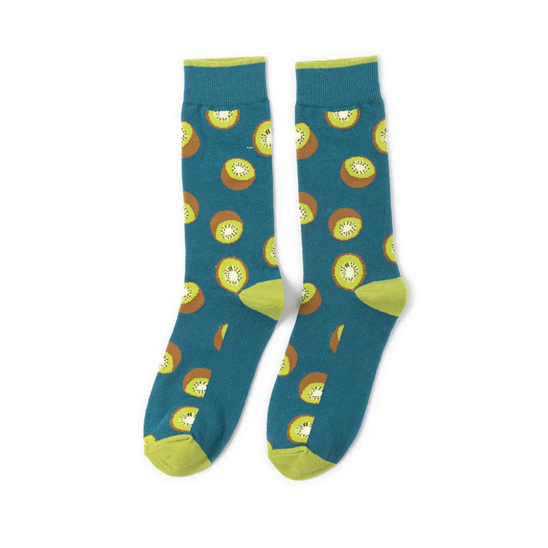 58 Style Food Theme Men Cartoon Socks Cotton Fruit Banana beer coffee bean doughnut sandwich hamburger sushi ice crea Long Socks