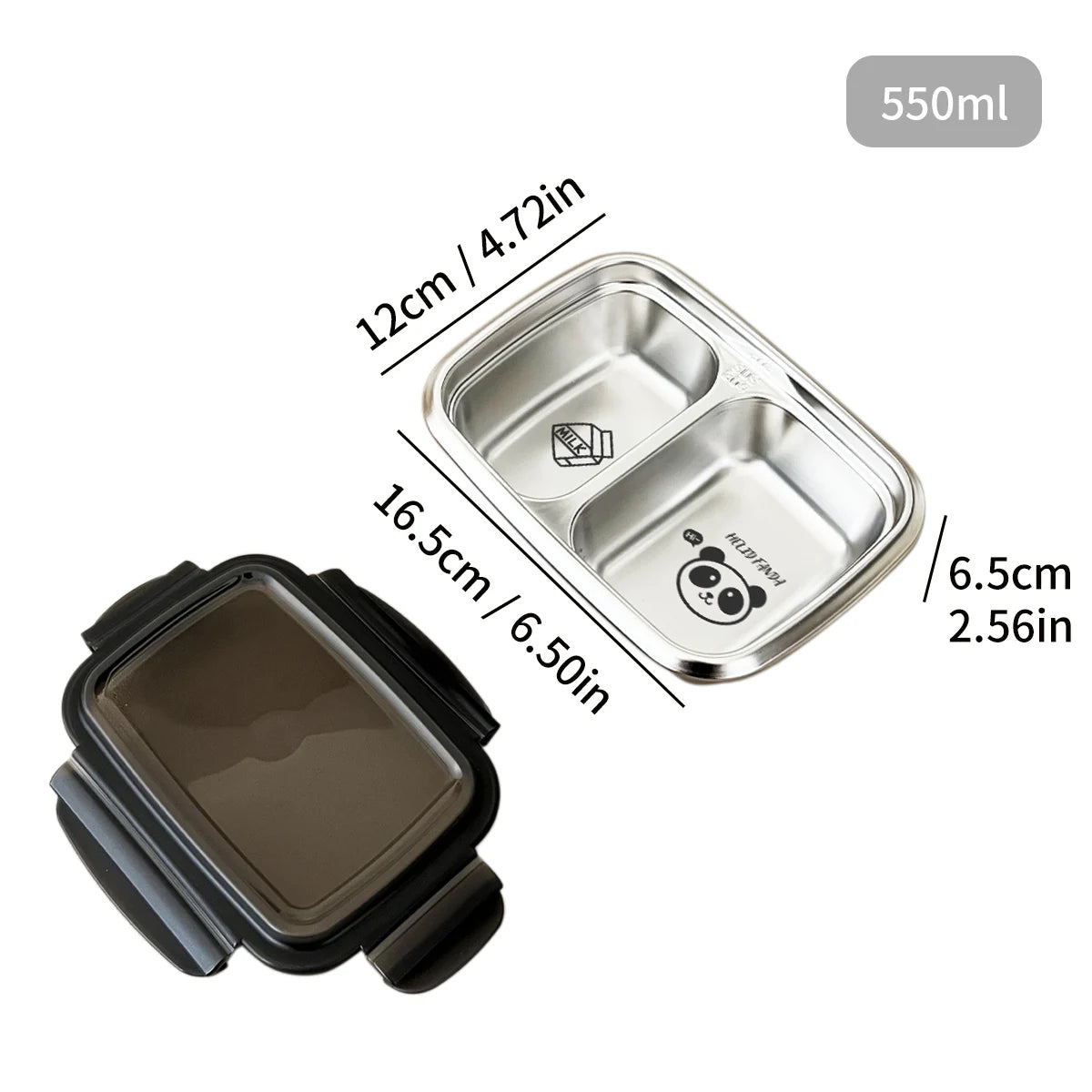 WORTHBUY Cute Pattern Lunch Box Student Portable 304 Stainless Steel Divided Bento Box Leak-proof Sealed Lunch Container