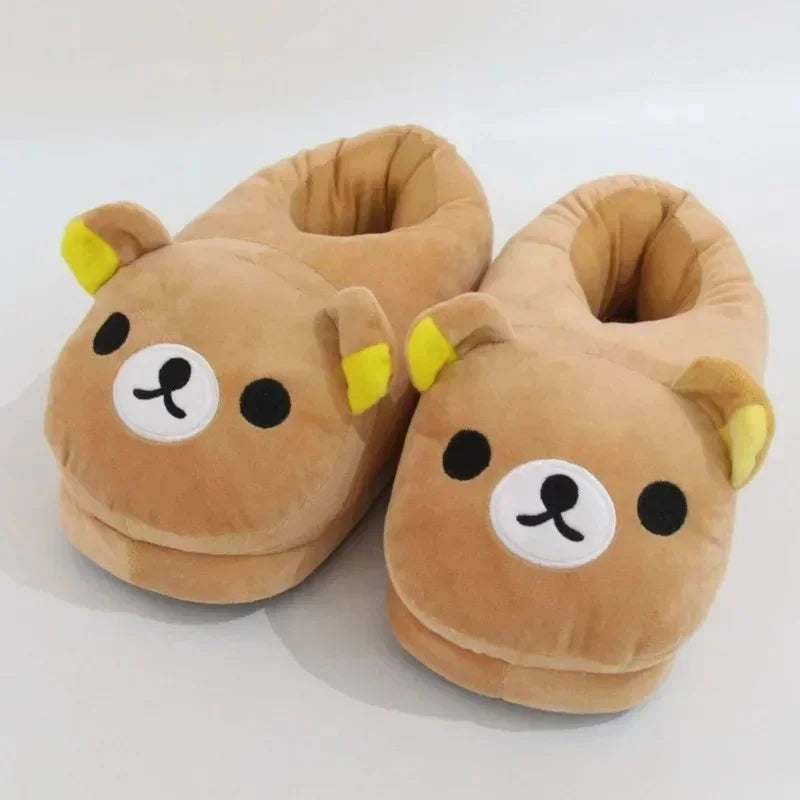 Rilakkuma Y2K Slippers Japan Cartoon Anime PE Kawaii All Inclusive Frosth Plush Indoor Home Flat Anti Slip Couple Slippers New