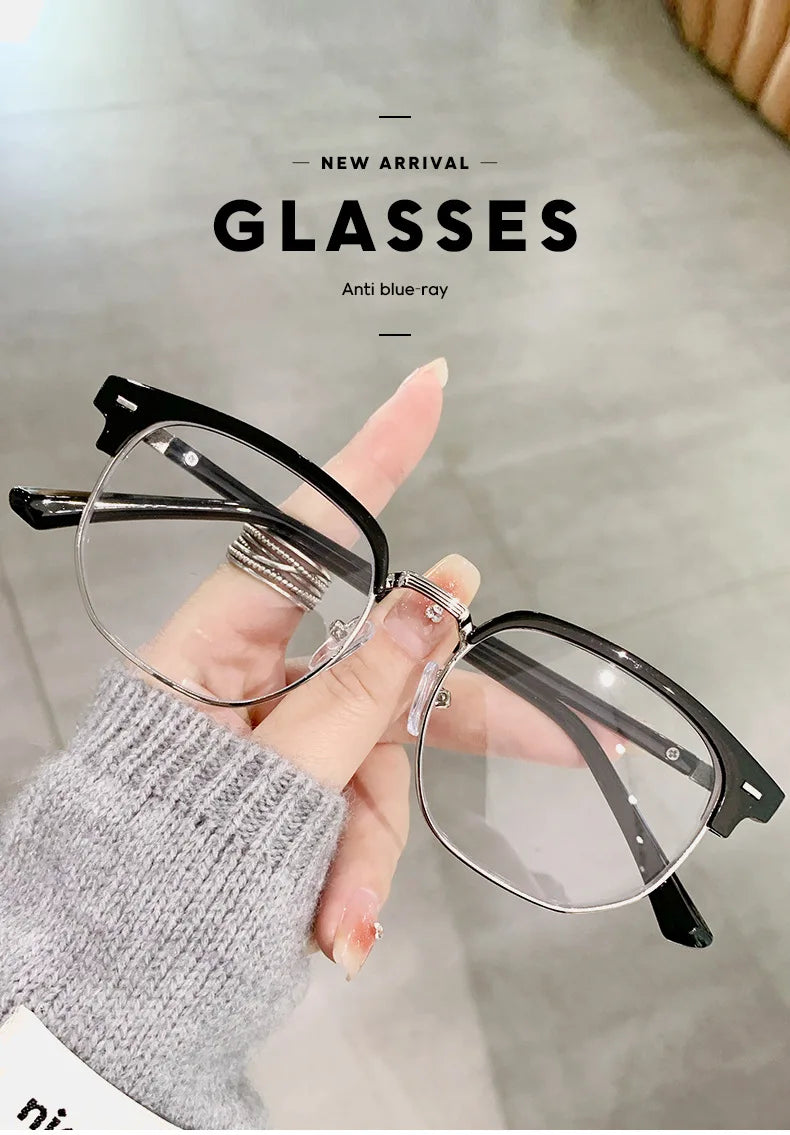 XJiea 2024 Photochromic Anti-blue Light Glasses Men Fashion Rectangle Semi Rimless Eyewear For Women Office Computer Goggle