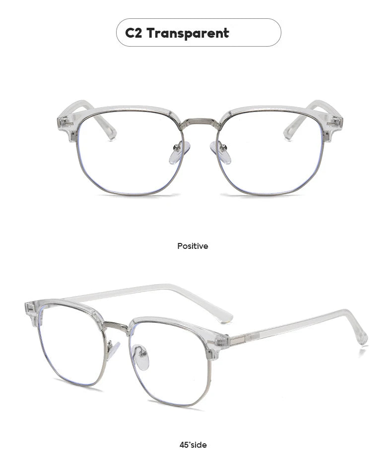 XJiea 2024 Photochromic Anti-blue Light Glasses Men Fashion Rectangle Semi Rimless Eyewear For Women Office Computer Goggle