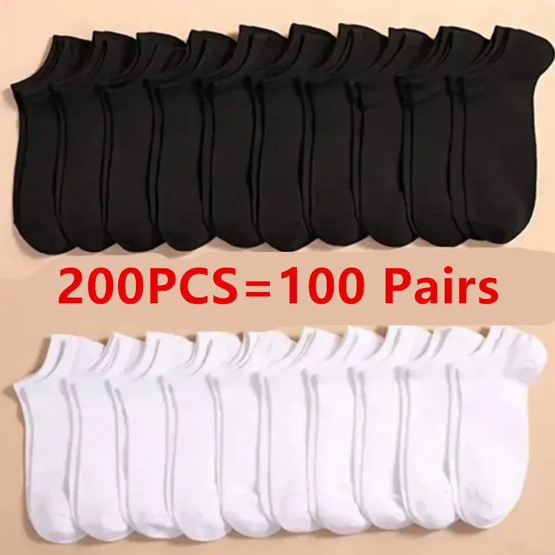 50/100 Pairs Solid Color Breathable Sock Women Men Boat Socks Invisible Low Cut Non-slip Summer No-show Ankle Socks Wholesale