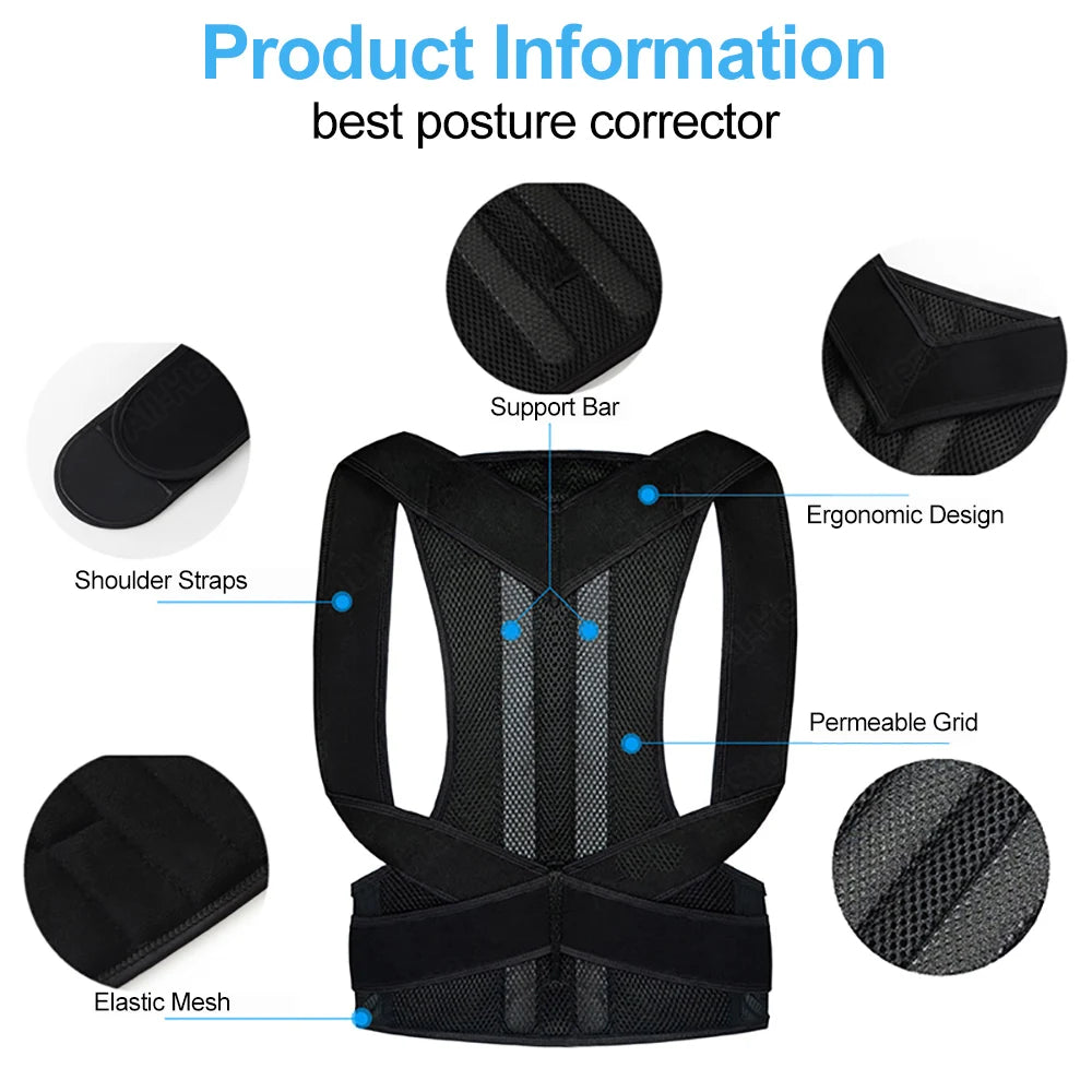Adjustable Back Shoulder Posture Corrector Belt Clavicle Spine Support Reshape Your Body Upper and Lower Back Pain Relief Brace
