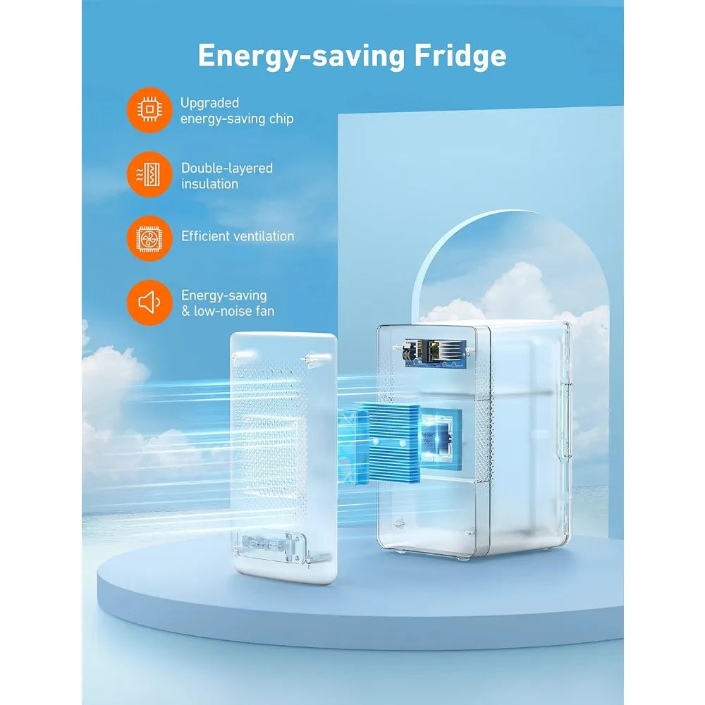 Mini Fridge 2.0 Gen, 6 Liter/8 Cans Makeup Skincare Fridge 110V AC/ 12V DC Portable Thermoelectric Cooler and Warmer Little Tin
