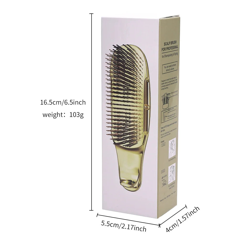 Japanese Premium Head Massager Scalp Brush Hair Massager Shampoo Brush Wet Plastic Detangling Brush Hair Cleaning Comb Rose Gold