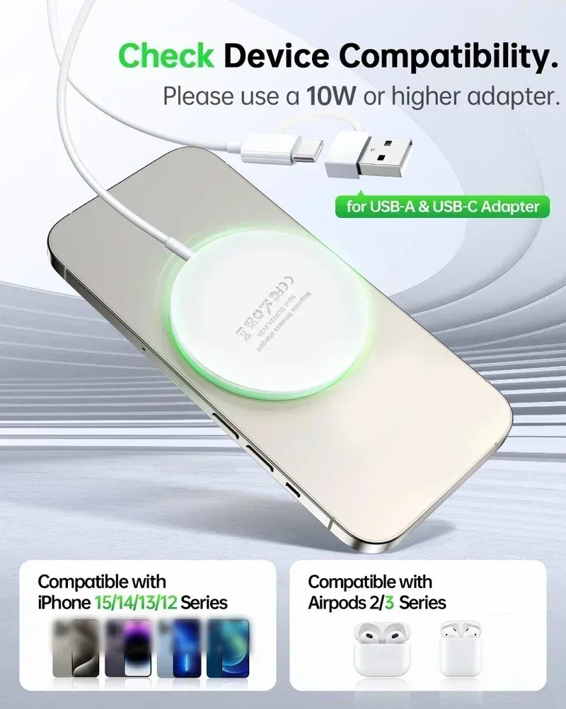 PD 30W Magnetic Wireless Charger Pad For Macsafe iPhone 16 15 14 13 12 Pro Max X XS XR 8 Plus USB C Fast Charging Dock Station