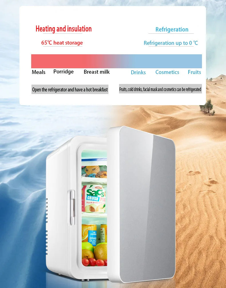 12L Portable Mini Refrigerator Student Dormitory Heating And Cooling Cosmetics Car Home Dual-Use Refrigeration And Preservation