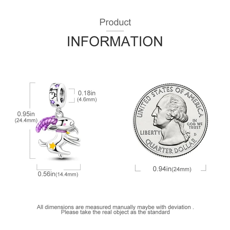 Zodiac Signs Original Charms 925 Sterling Silver Glow in Dark Pendants Beads Fit Bracelet DIY Jewelry Birthday Gift for Women