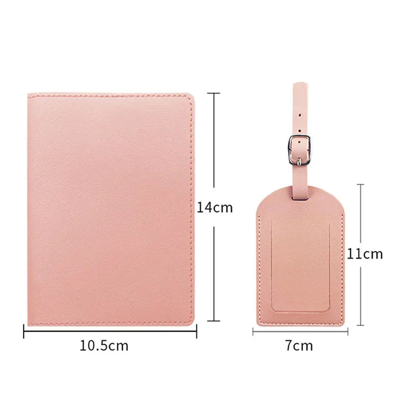 Free Custom Name Passport Cover Luggage Tag Set Fashion Soomth PU Leather Ticket Passport Holder Personalize Travel Purse