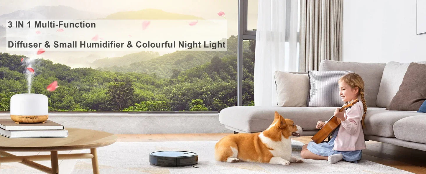 Mini Size Wood Grain Aroma Diffuser Usb Essential Oil Humidifier With Colorful Night Lights Air Humidifier Machine 500ml Home