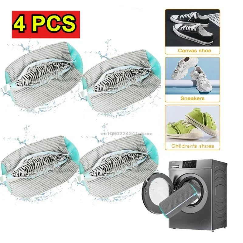Washing Shoes Machine Bag Slippers Laundry Bag Net for Cleaning Shoes Washable Overshoes Sneakers Kit Soft Bristle Shoe Brush