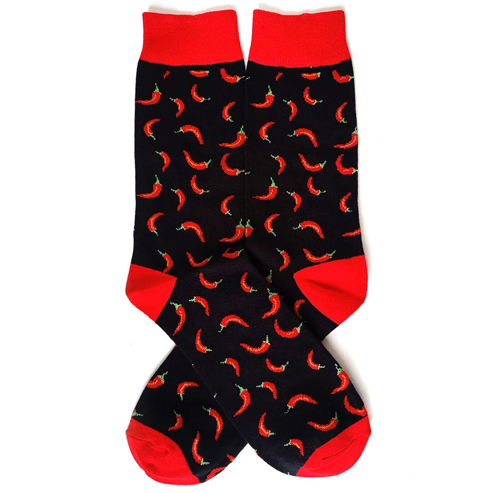 58 Style Food Theme Men Cartoon Socks Cotton Fruit Banana beer coffee bean doughnut sandwich hamburger sushi ice crea Long Socks