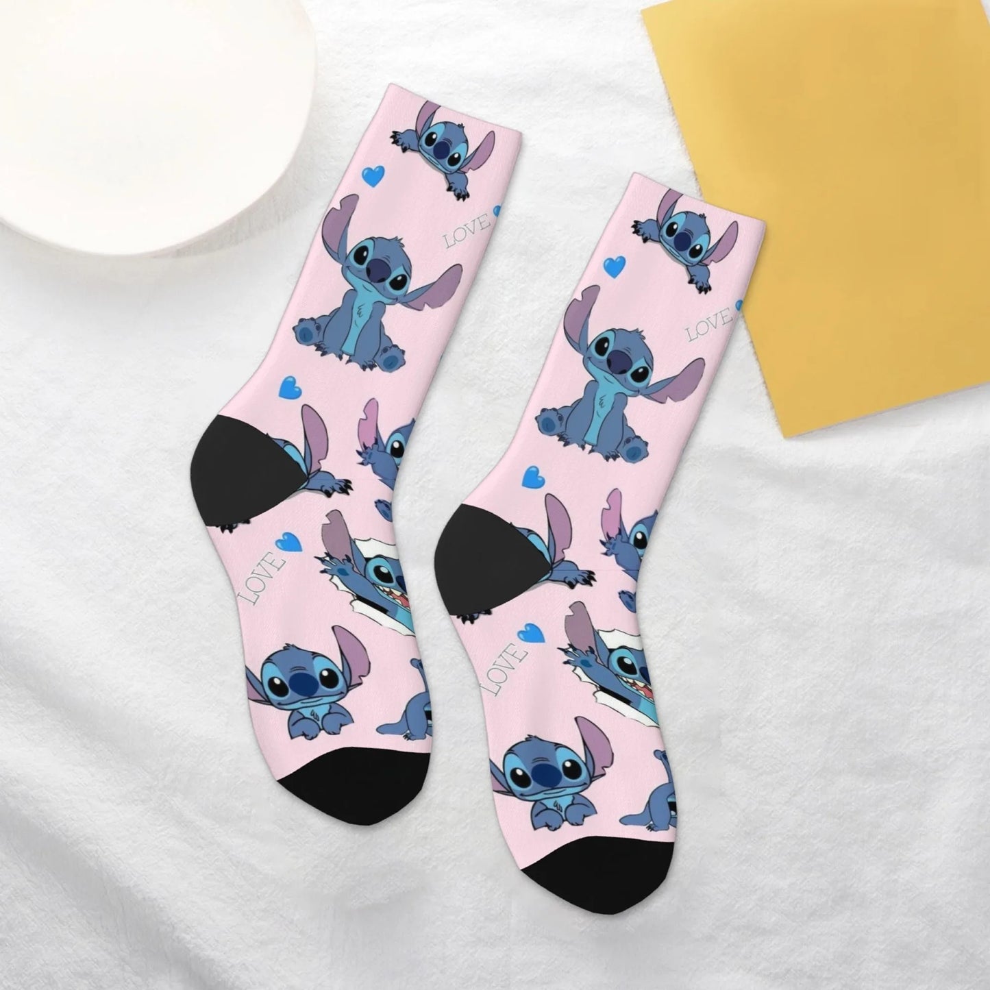 Cartoon Stitch Printed Men's Socks Soft and Comfortable Socks Novelty Harajuku Funny Street Hip-Hop Socks Party Holiday Gifts