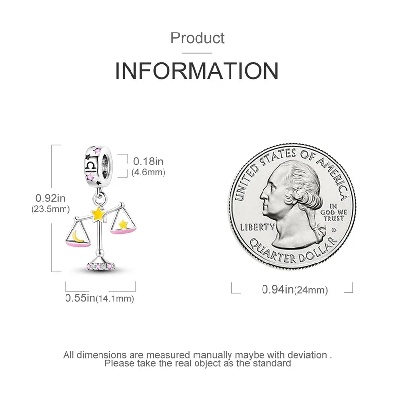 Zodiac Signs Original Charms 925 Sterling Silver Glow in Dark Pendants Beads Fit Bracelet DIY Jewelry Birthday Gift for Women