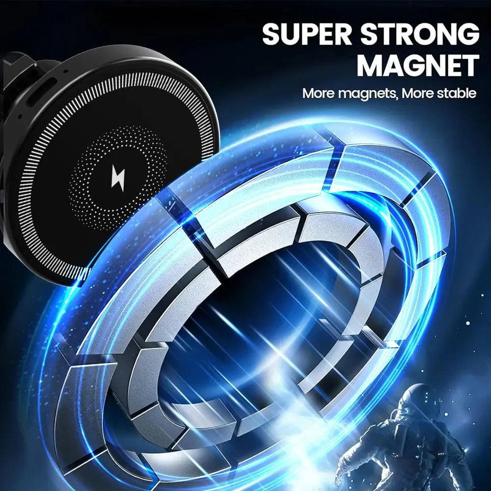 Magnetic Wireless Charger 360 Rotation Air Vent Phone Holder Stand For Magsafe iPhone 16 15 14 13 12 Pro Max Fast Charging Mount