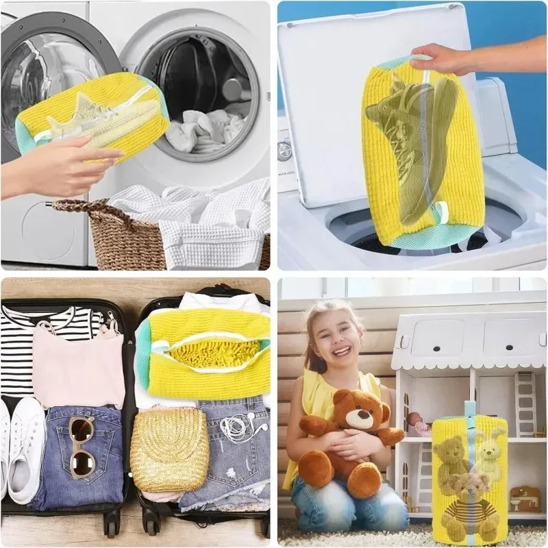 Washing Shoes Machine Bag Slippers Laundry Bag Net for Cleaning Shoes Washable Overshoes Sneakers Kit Soft Bristle Shoe Brush