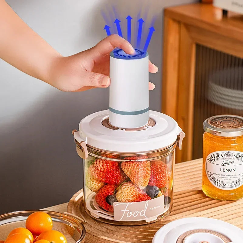 Vacuum Sealed Food Storage Box, Clear Fresh-Keeping Box, Capacity Food Dispenser, Transparent Container with Vacuum Pump