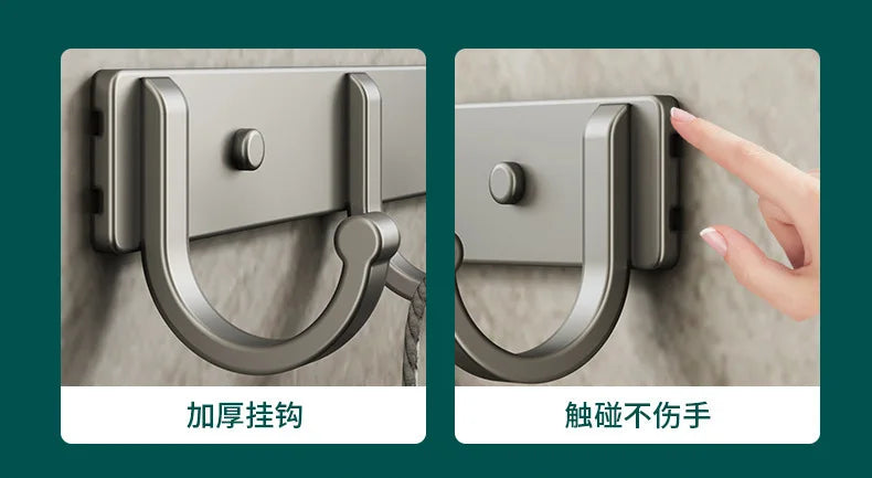 Modern Minimalist Kitchen Space Aluminum Coater Hook Hook Wardrobe Wall Mounted Row Hook Hook Clothes Coat Hook Bathroom