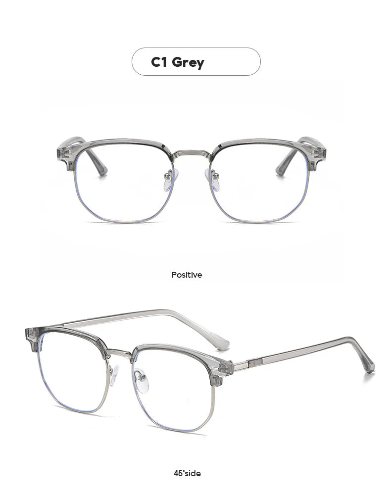 XJiea 2024 Photochromic Anti-blue Light Glasses Men Fashion Rectangle Semi Rimless Eyewear For Women Office Computer Goggle