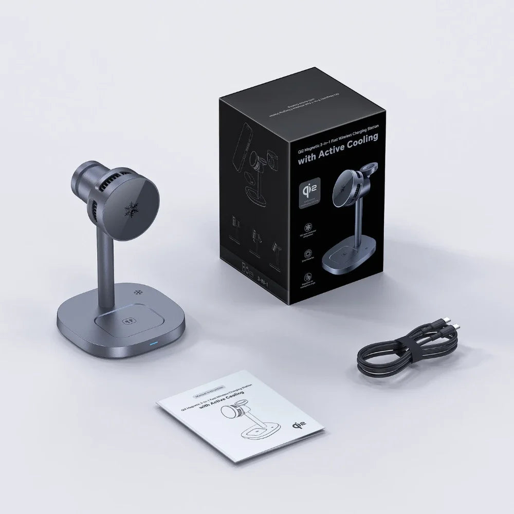 TEC Cooling Qi2 3 in 1 Magnetic Wireless Charger Stand 15W Fast Charging for Iphone 16 15 14pro Max, Airpods,iwatch Series