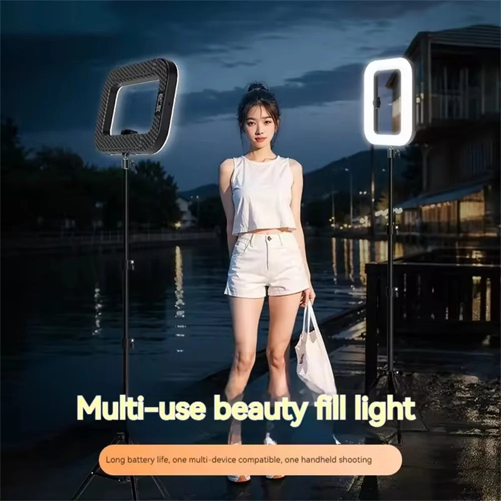 Roreta Handheld Ring LED Rechargeable Portable Mobile Phone Live Broadcast Photography Desktop Rabbit Cage Selfie fill Light