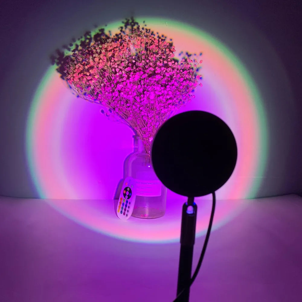 Smart Bluetooth Night Light Rainbow Sunset Projector Lamp for Home Coffe shop Background Wall Decoration Atmosphere Table Lamp