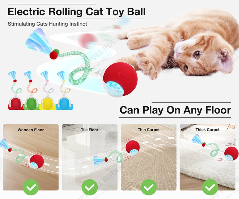 Speedy Tail 3.0 Smart Interactive Cat Toy with 3 Play Modes, Auto Moving Ball Toy for Indoor Bored Kitten & Adult Cats
