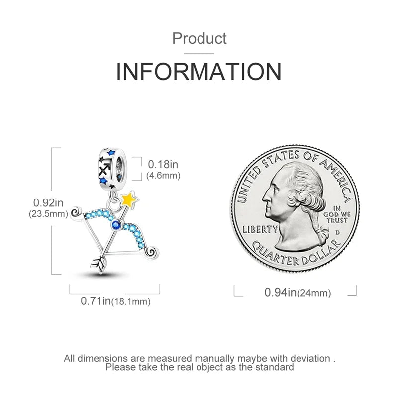 Zodiac Signs Original Charms 925 Sterling Silver Glow in Dark Pendants Beads Fit Bracelet DIY Jewelry Birthday Gift for Women