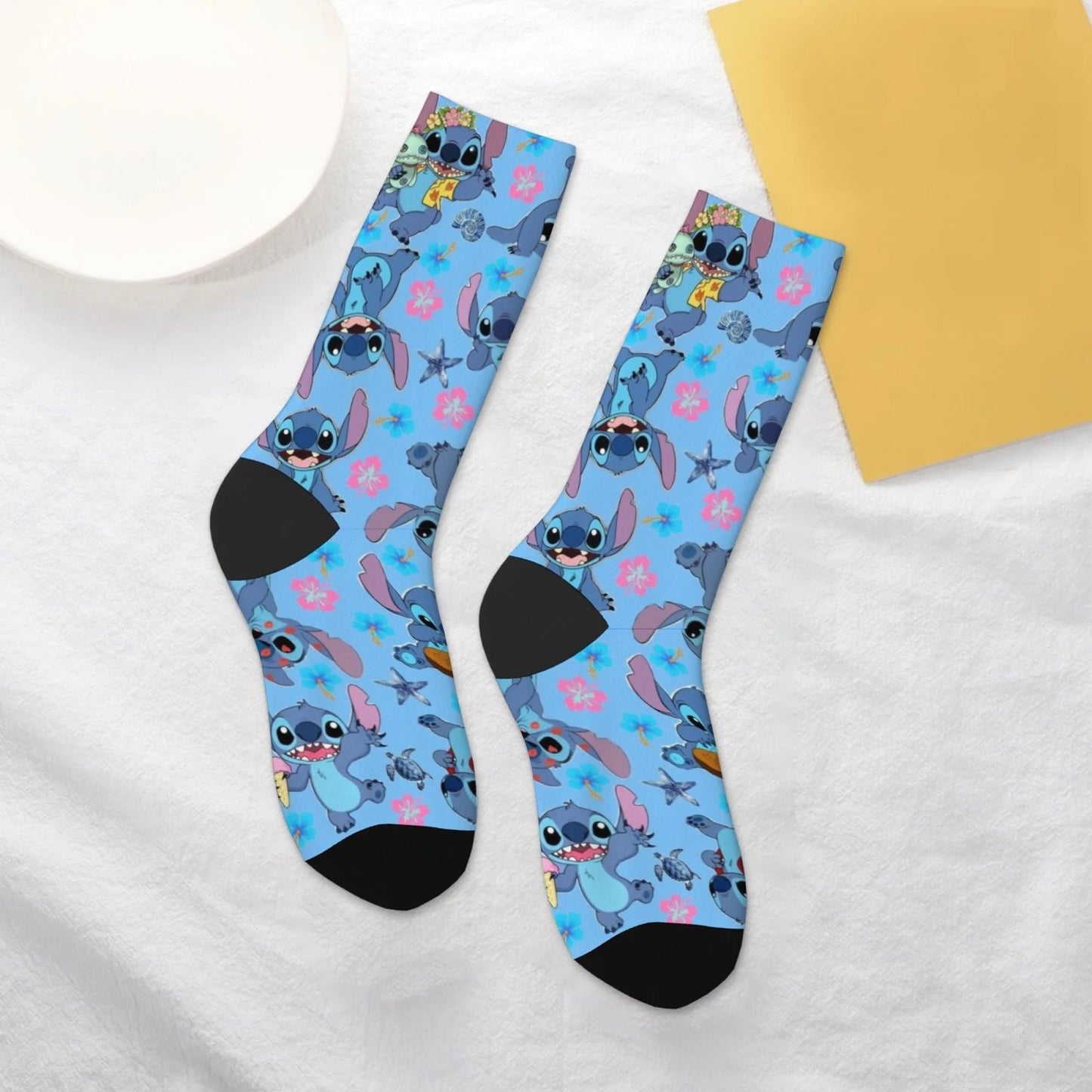 Cartoon Stitch Printed Men's Socks Soft and Comfortable Socks Novelty Harajuku Funny Street Hip-Hop Socks Party Holiday Gifts