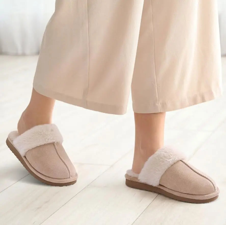 Kidmi Winter Women Fuzzy Slippers Classic Brand Fluffy House Shoes Indoor Warm Suede Cozy Slippers Casual Non-slip Cotton Shoes