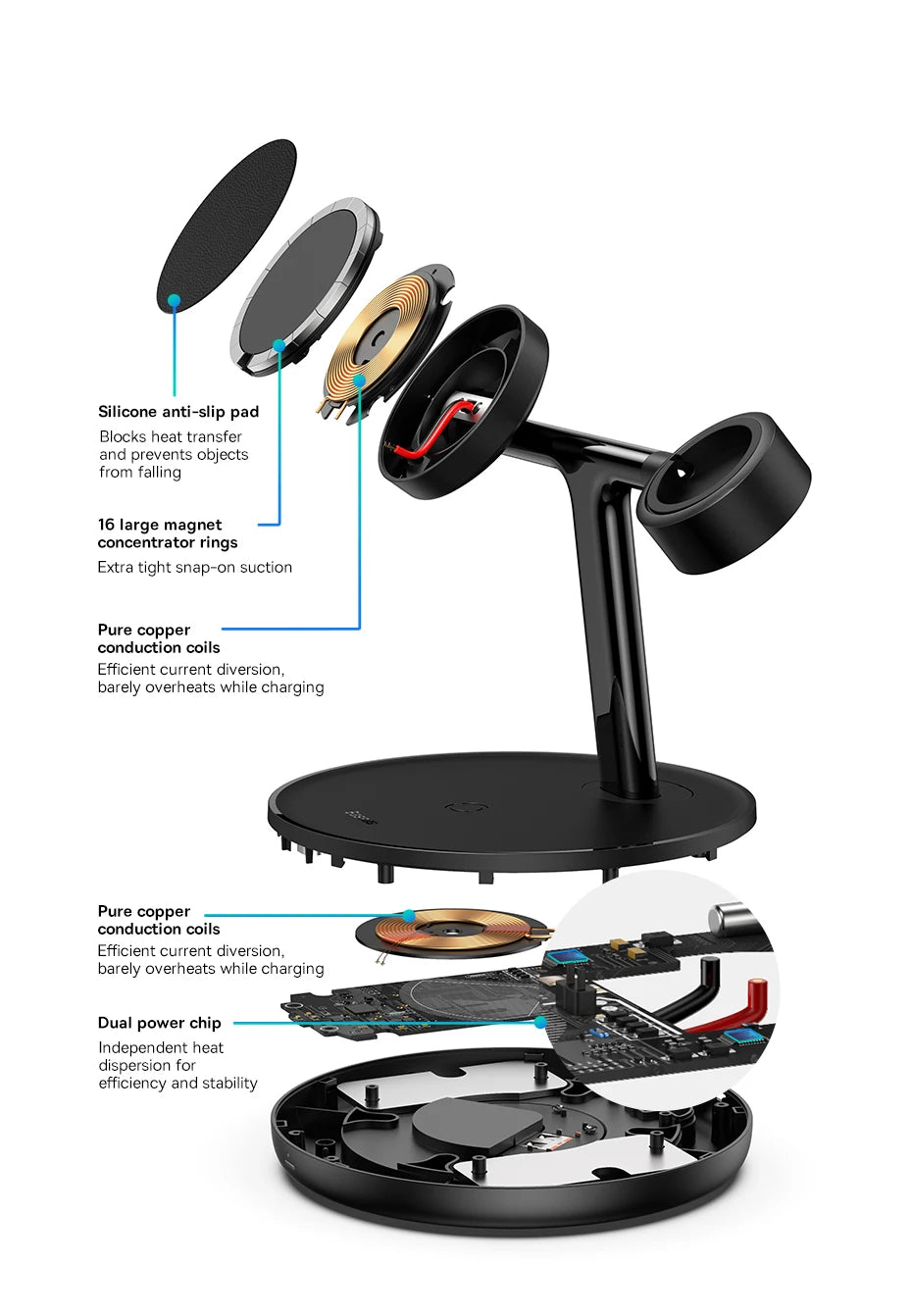 Baseus 3 in 1 20W Magnetic Wireless Charger Stand For Phone iPhone 15 14 Pro Airpods Apple Watch Fast Charging Station Holder