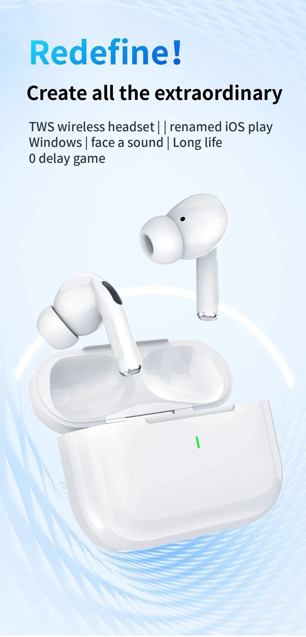 Original Air Pro True Wireless Bluetooth Earphones Headphones HiFi Sound Low Latency Noise Reduction Earbuds for IPhone Android