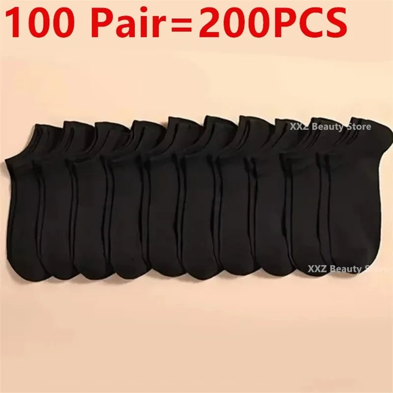 50/100 Pairs Solid Color Breathable Sock Women Men Boat Socks Invisible Low Cut Non-slip Summer No-show Ankle Socks Wholesale