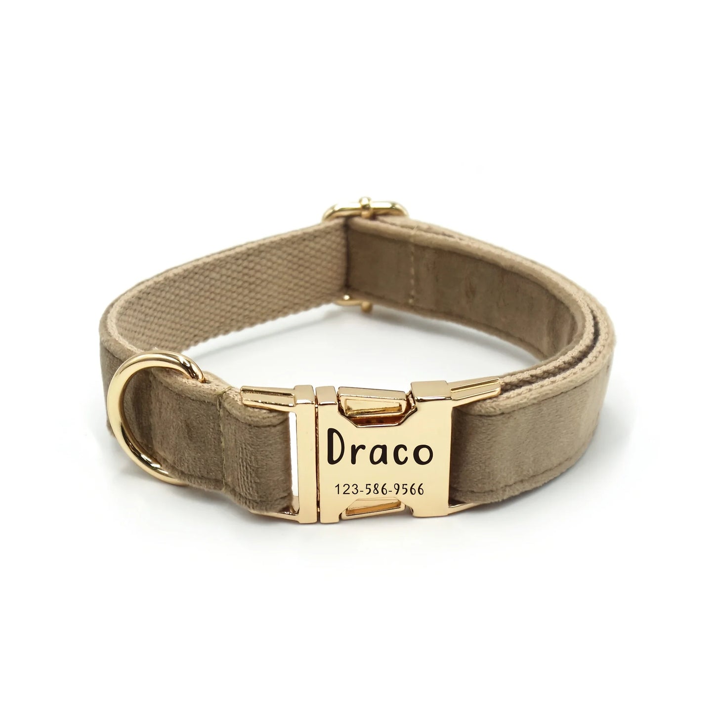 1pc Personalized Dog Collar Velvet, Engraving Custom Name Phone Number ID Tag, Soft Comfy Adjustable Collars For Small Medium La