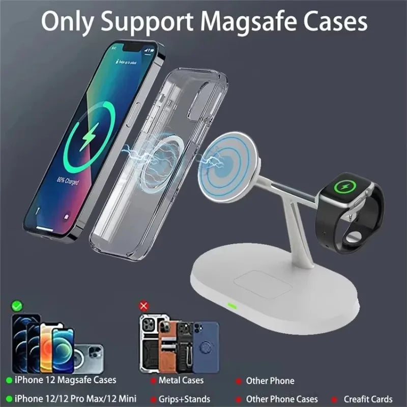 3 in 1 100W Magnetic Wireless Charger Stand For Magsafe iPhone 16 15 14 13 12 Apple Watch 8 7 Airpods Pro Fast Charging Station