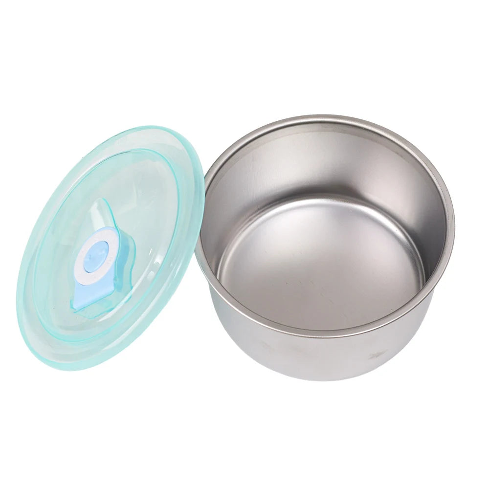 Round Leak-proof Lunch Box with Cover Stainless Steel Food Preservation Box Heat Resistant Sealed Food Storage Tank Tableware