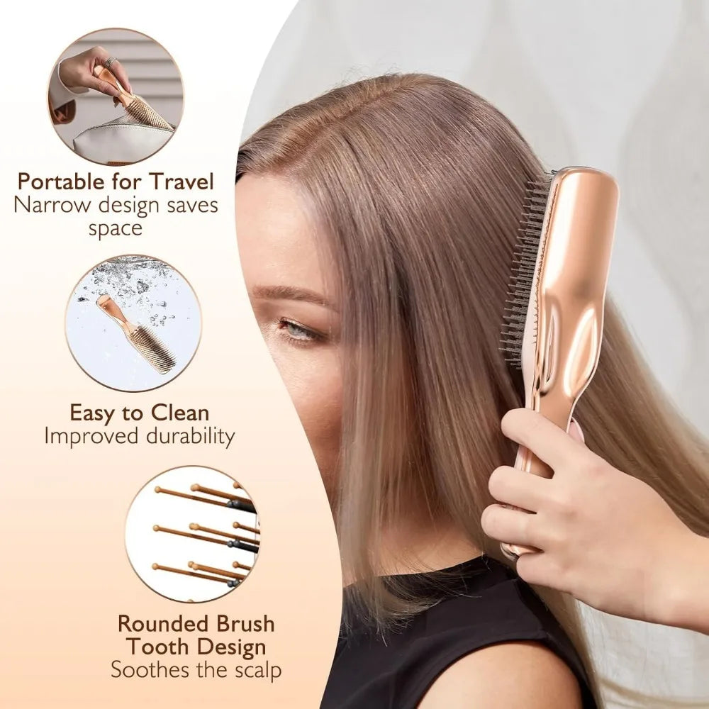 Japanese Premium Head Massager Scalp Brush Hair Massager Shampoo Brush Wet Plastic Detangling Brush Hair Cleaning Comb Rose Gold