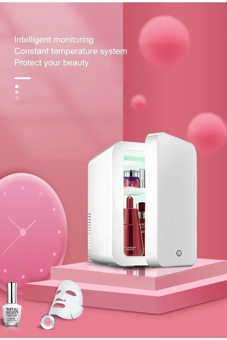 8L Mini Electric Refrigerator 12V 110V 220V Portable Camping Cooler and Warmer Makeup Refrigerat for Car and Home Dual-use