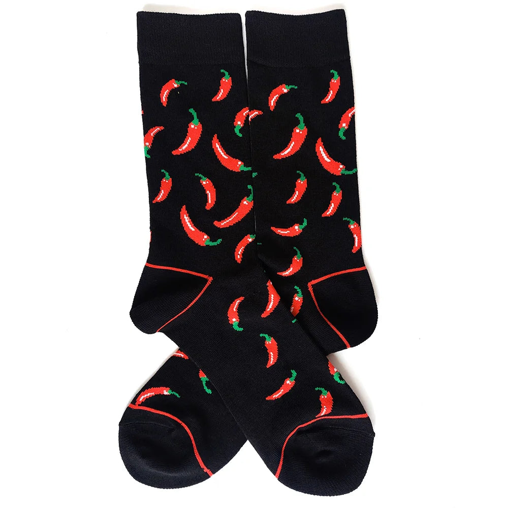 58 Style Food Theme Men Cartoon Socks Cotton Fruit Banana beer coffee bean doughnut sandwich hamburger sushi ice crea Long Socks
