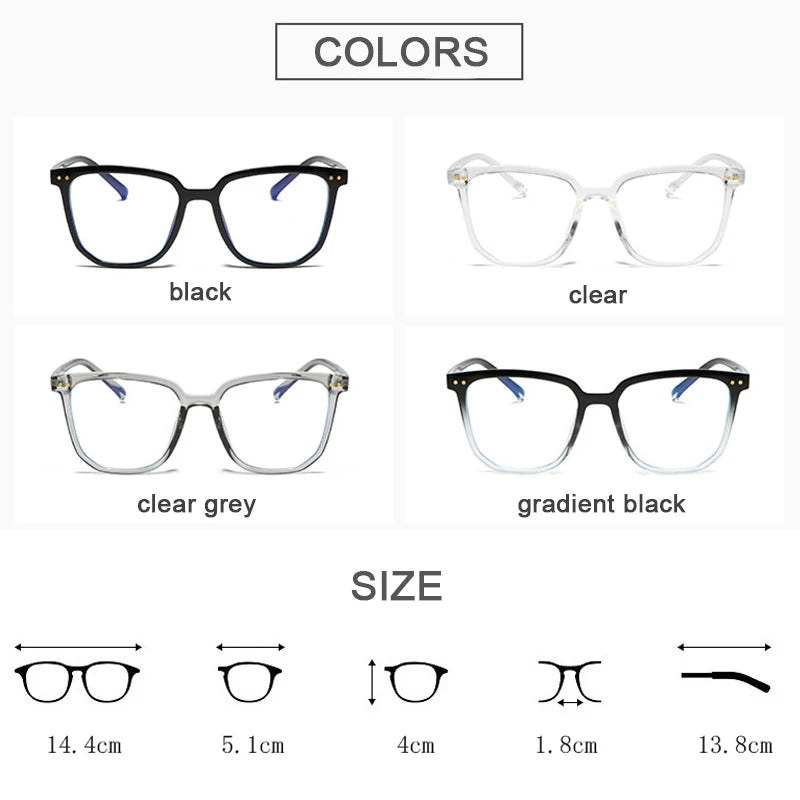 Light Frame Anti Blue Glasses Transparent Black Optical Glasses Women Men Square Eyewear Blocking eyeglasse Spectacle Eyeglasses
