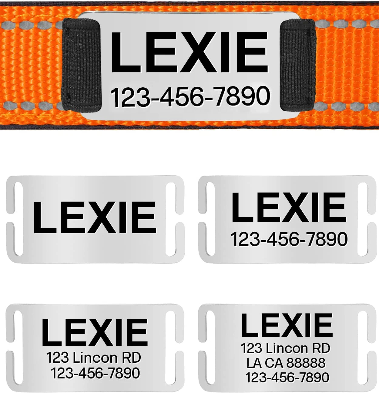 Adjustable Reflective Dog Collar Nylon Custom Engraved Name ID Tag Personalized Luminous Puppy Gleamy Large Unisex Dog Collar
