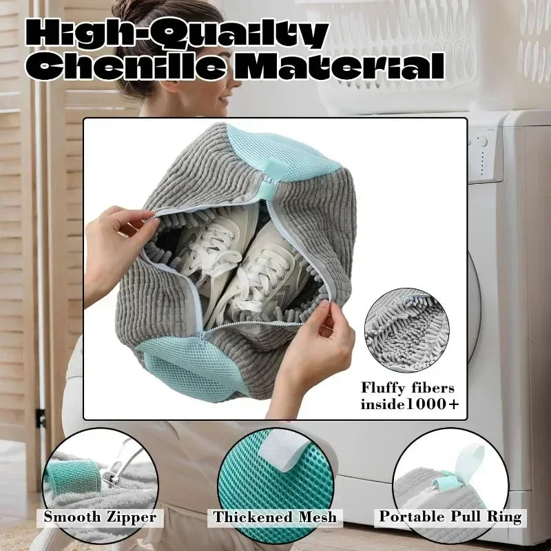 Washing Shoes Machine Bag Slippers Laundry Bag Net for Cleaning Shoes Washable Overshoes Sneakers Kit Soft Bristle Shoe Brush