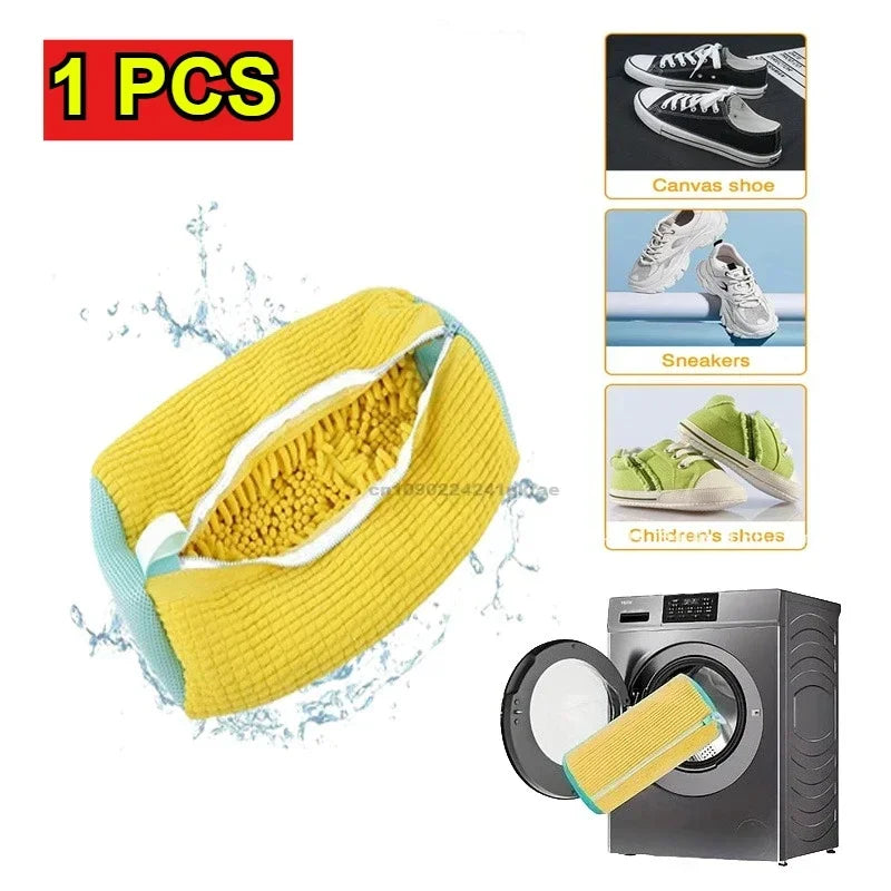 Washing Shoes Machine Bag Slippers Laundry Bag Net for Cleaning Shoes Washable Overshoes Sneakers Kit Soft Bristle Shoe Brush