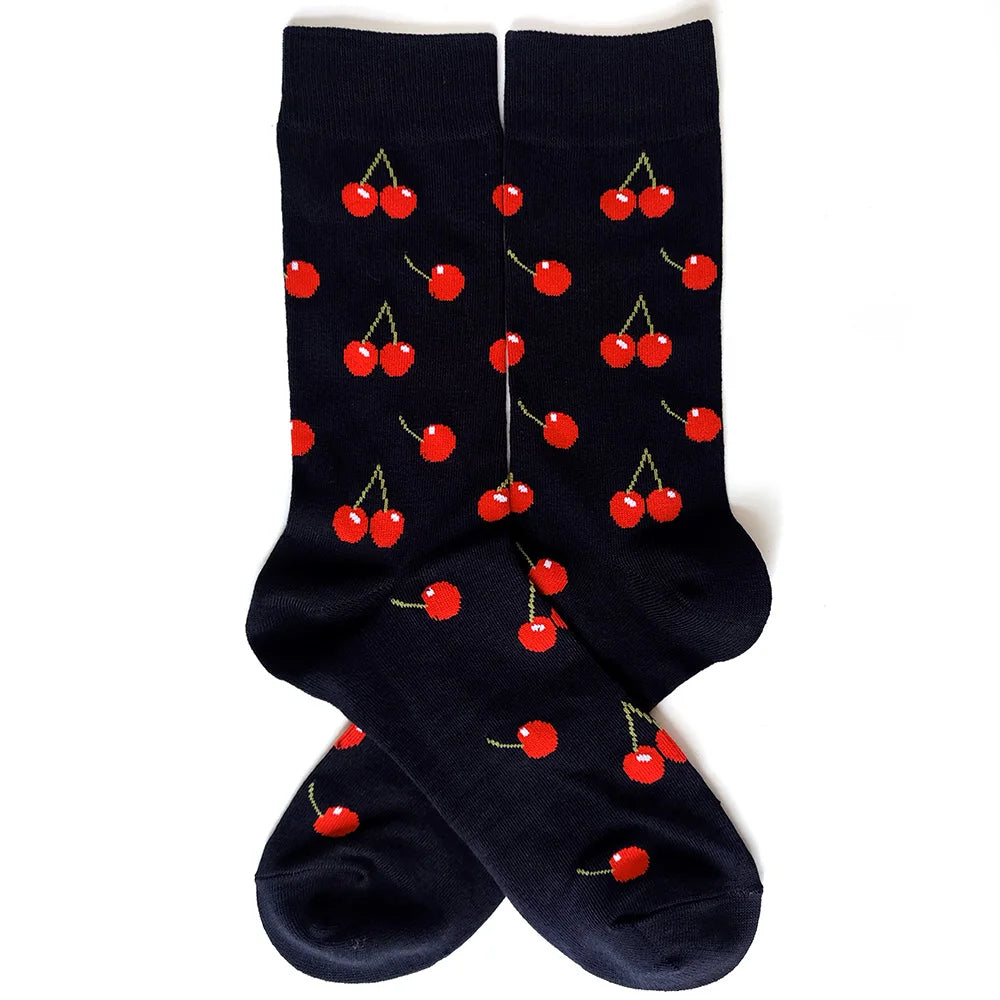 58 Style Food Theme Men Cartoon Socks Cotton Fruit Banana beer coffee bean doughnut sandwich hamburger sushi ice crea Long Socks