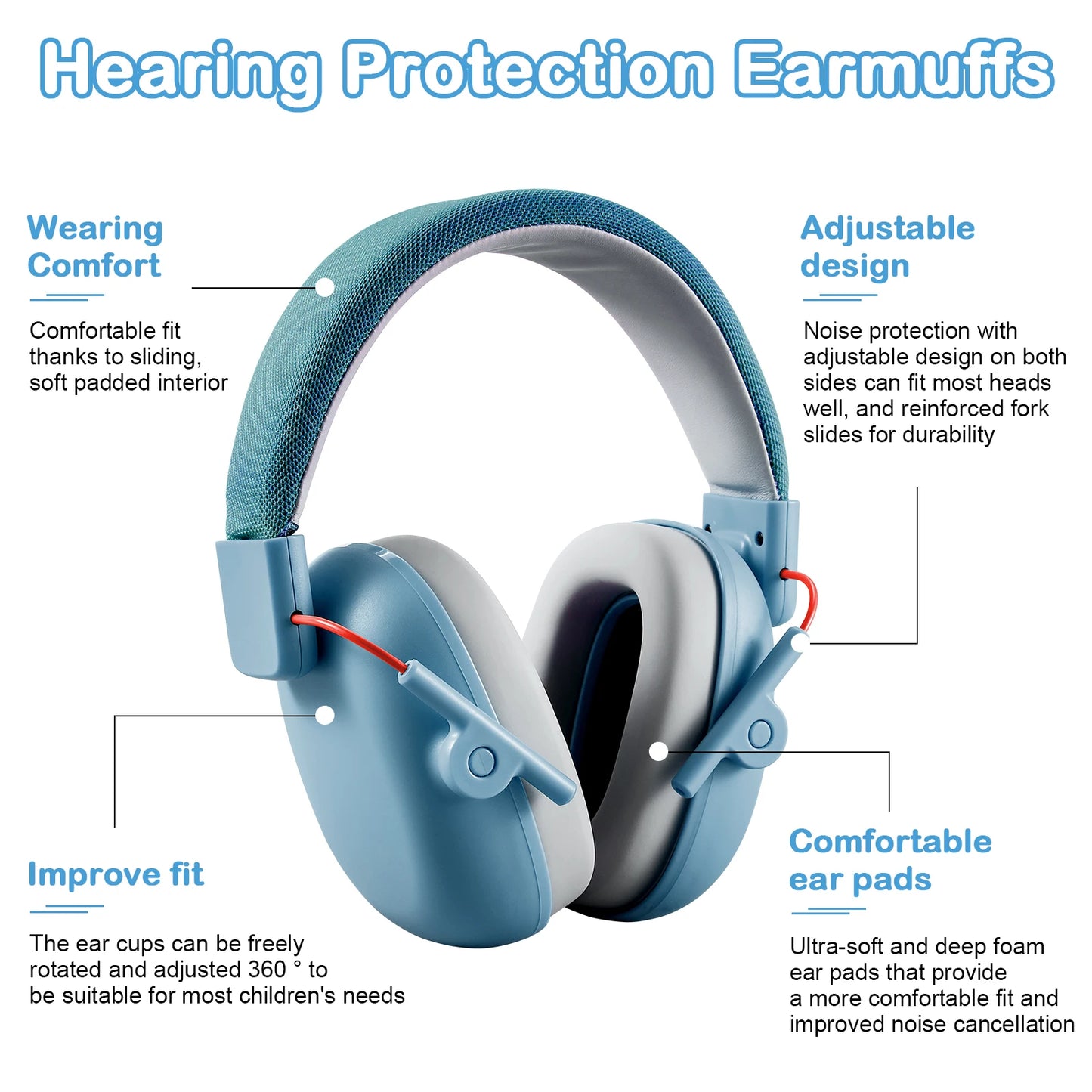 Children Kids Ear Protector Earmuffs Kids 27dB Hearing Protection Soundproof Headphone Safety Reduction Ear Muff Noise Cancellin