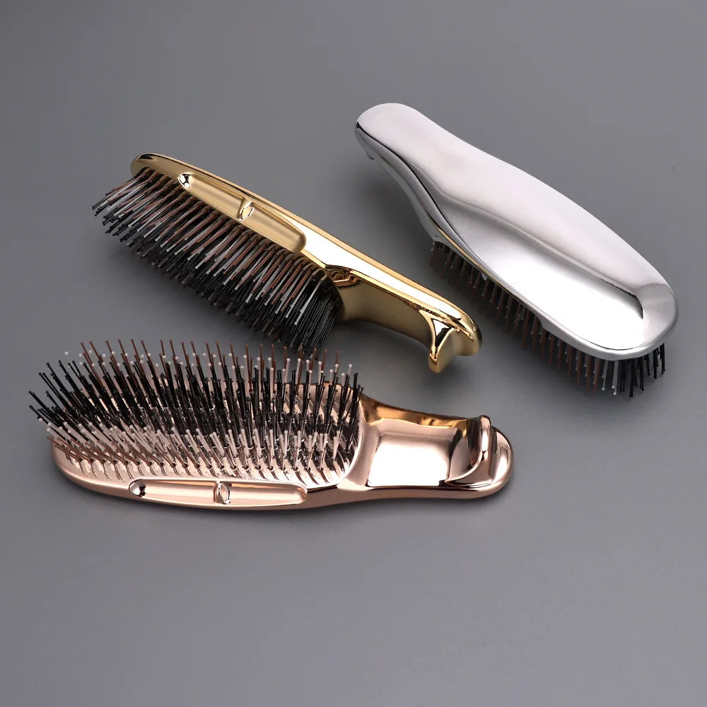 Japanese Premium Head Massager Scalp Brush Hair Massager Shampoo Brush Wet Plastic Detangling Brush Hair Cleaning Comb Rose Gold
