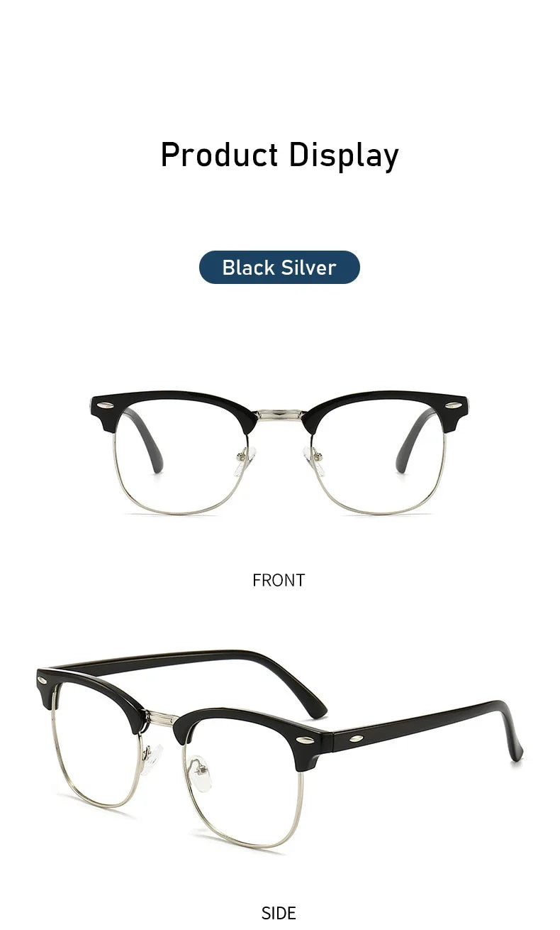 Men Retro Anti-blue Light Glasses Classic Vintage Half Frames Anti Blue Light Blocking Computer Eyeglasses For Women Accessory