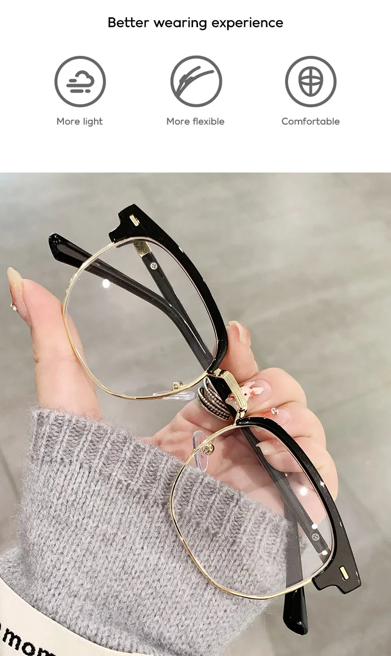 XJiea 2024 Photochromic Anti-blue Light Glasses Men Fashion Rectangle Semi Rimless Eyewear For Women Office Computer Goggle