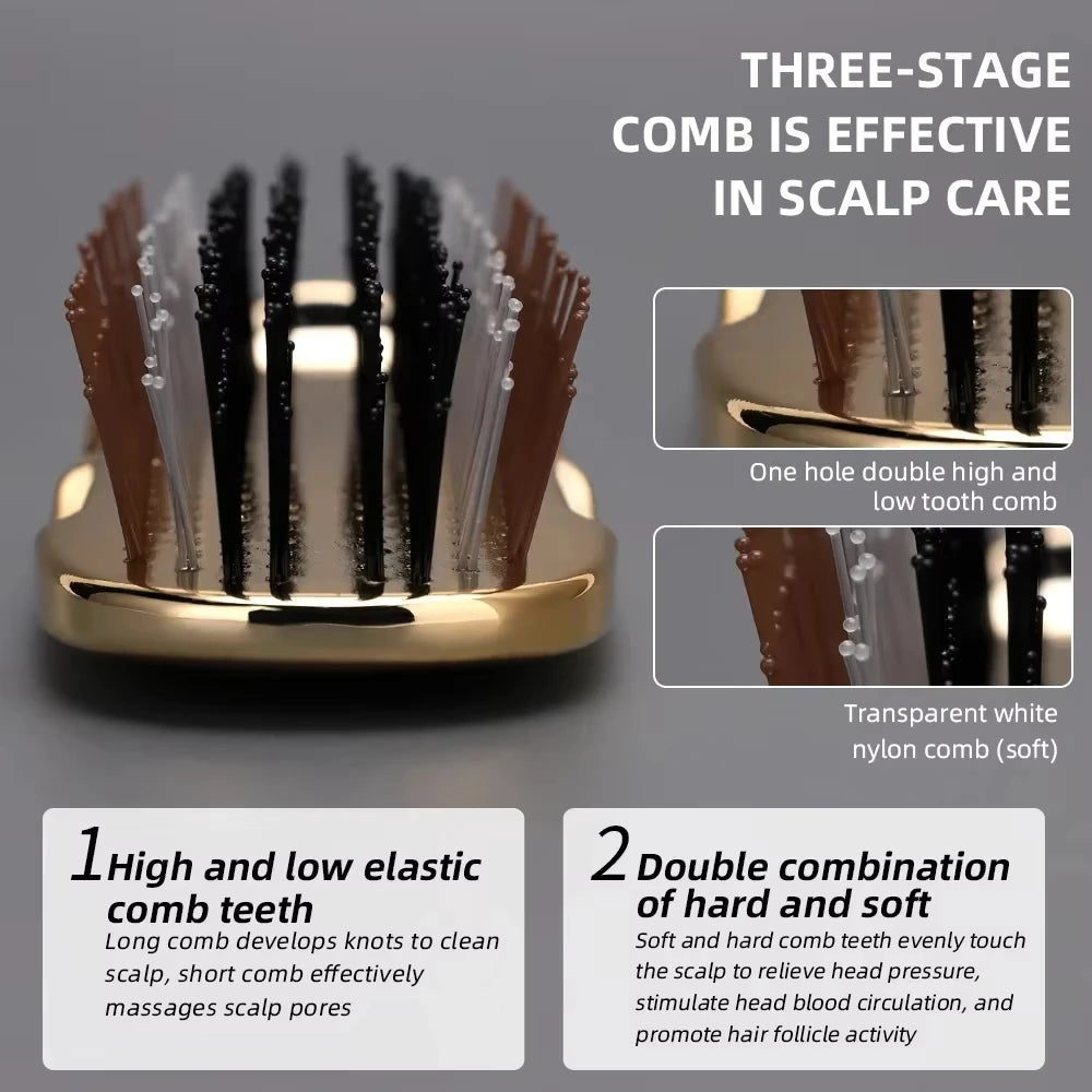 Japanese Premium Head Massager Scalp Brush Hair Massager Shampoo Brush Wet Plastic Detangling Brush Hair Cleaning Comb Rose Gold