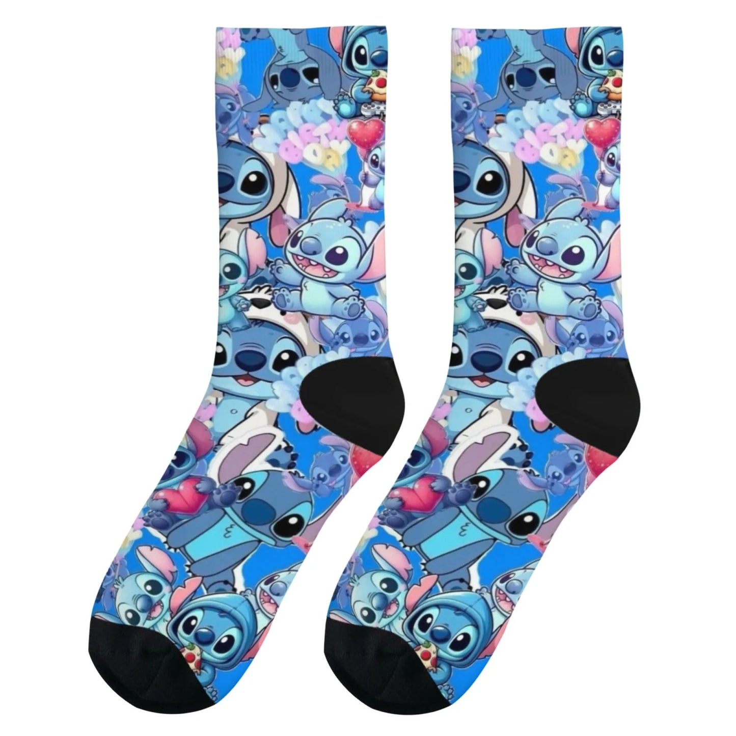 Cartoon Stitch Printed Men's Socks Soft and Comfortable Socks Novelty Harajuku Funny Street Hip-Hop Socks Party Holiday Gifts